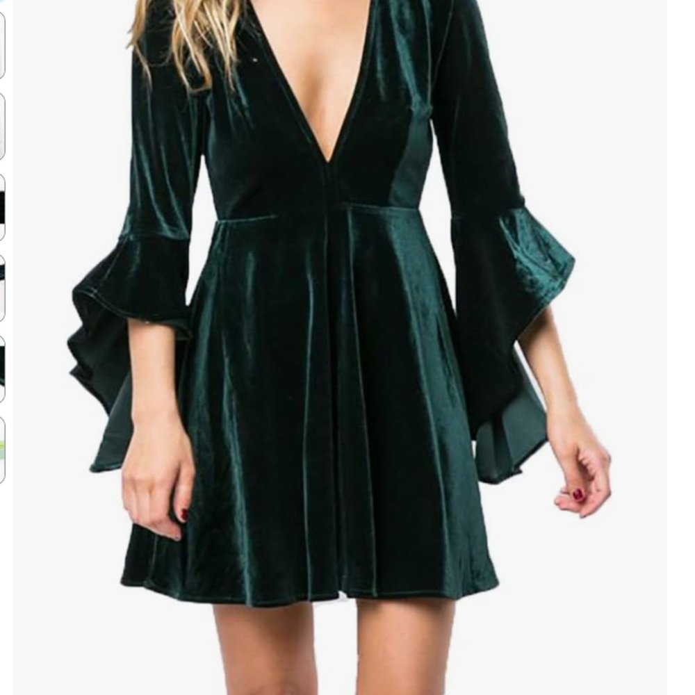 Green Velvet Holiday Dress - long sleeved